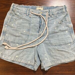 Free People Blue Jean Shorts with Drawstring Waist
